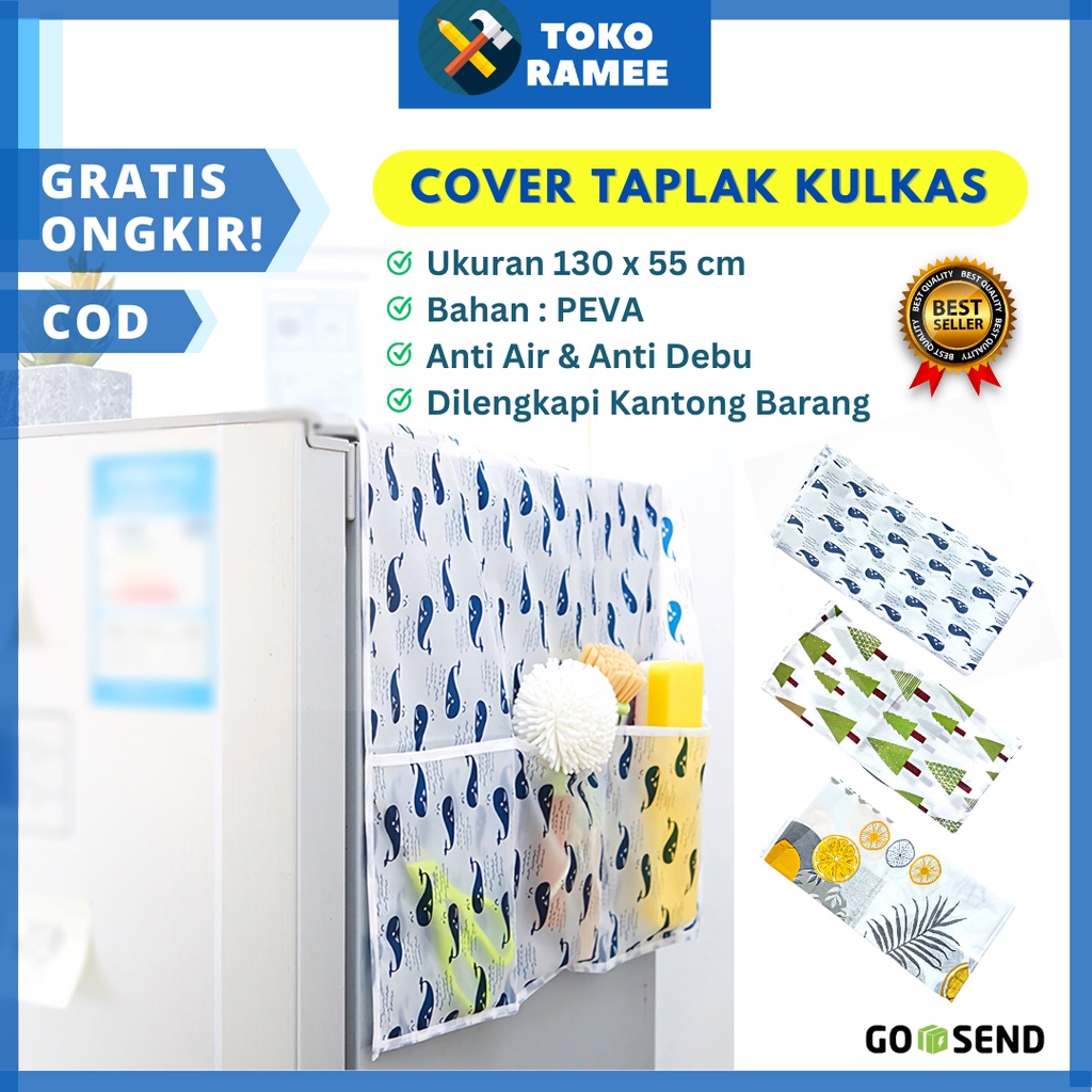 Taplak Kulkas / Alas Kulkas / Cover Sarung Penutup Kulkas Mesin Cuci Waterproof Motif Karakter Aesth