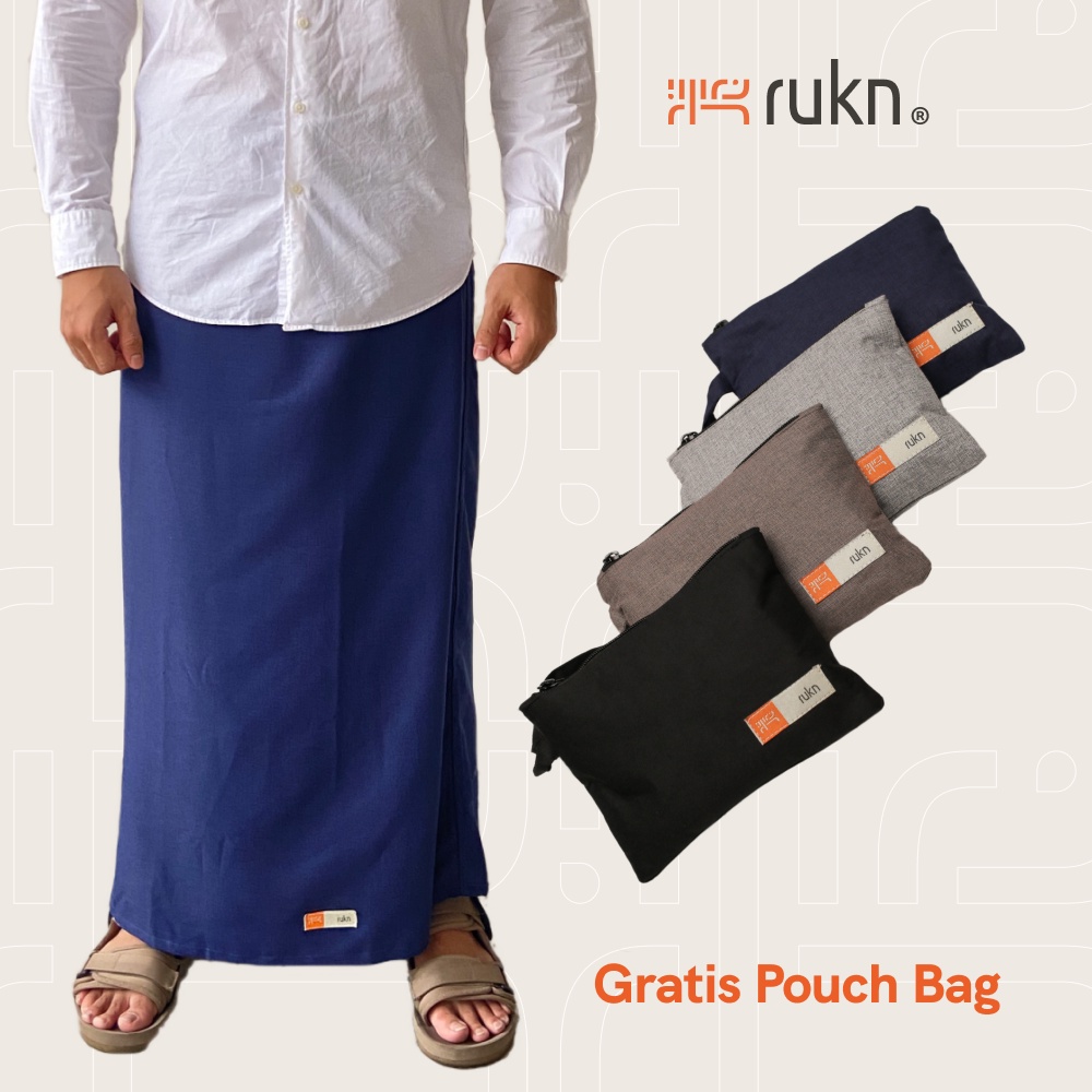 RUKN BASIC NAVY (BONUS POUCH BAG & MASKER) - Sarung Sholat Premium Ekslusif Pria Dewasa / Laki Laki 