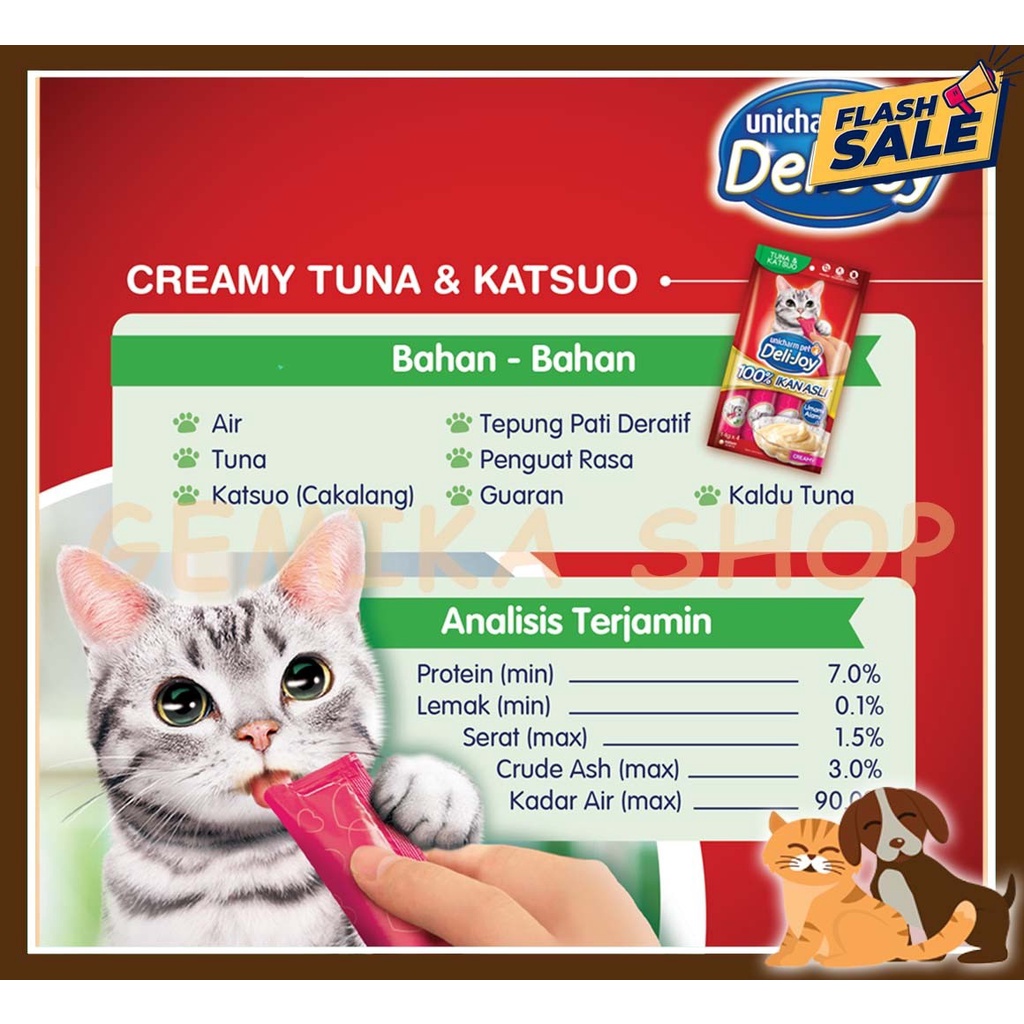 MAKANAN SNACK KUCING DELIJOY CREAMY PREMIUM ( 4 X 14 GR )