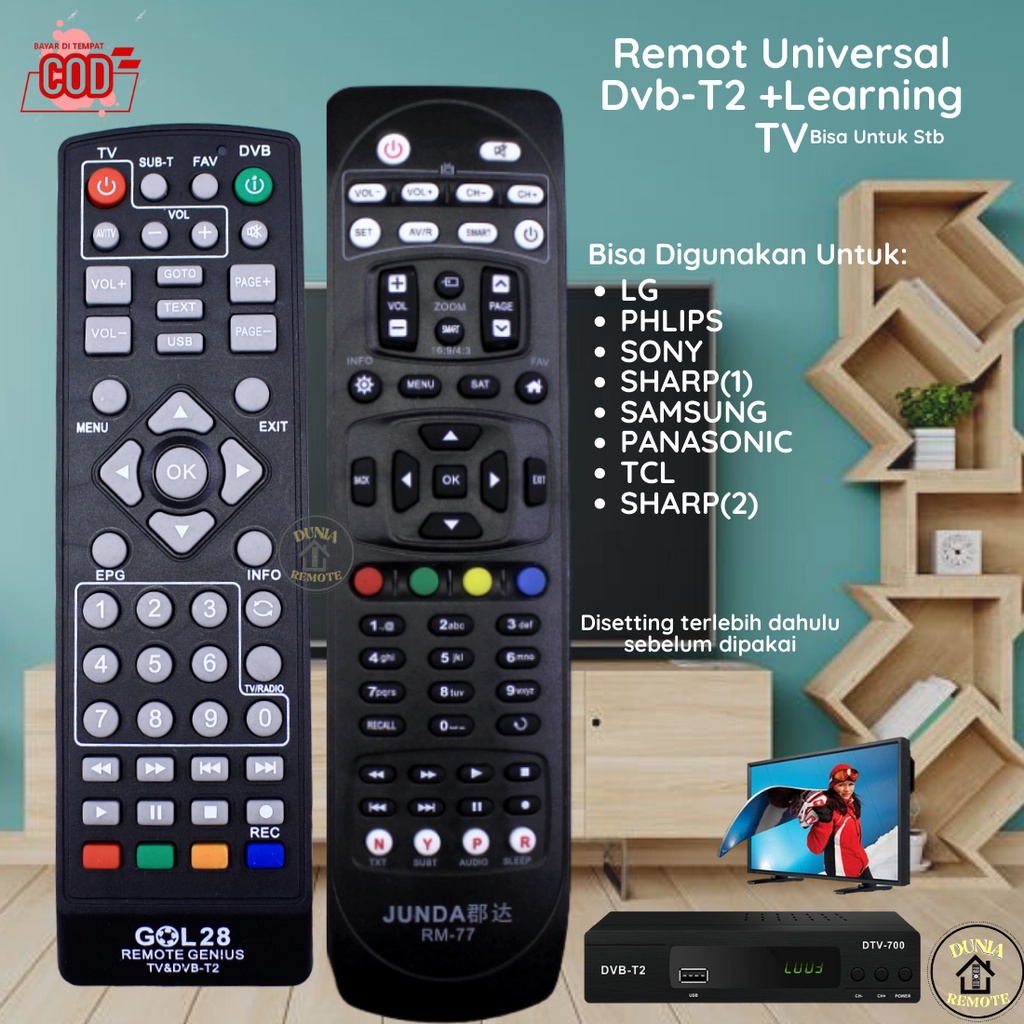 Remot Remote Multi Universal Dvb-T2 Genius+Learning Bisa Untuk Stb Dan Tv