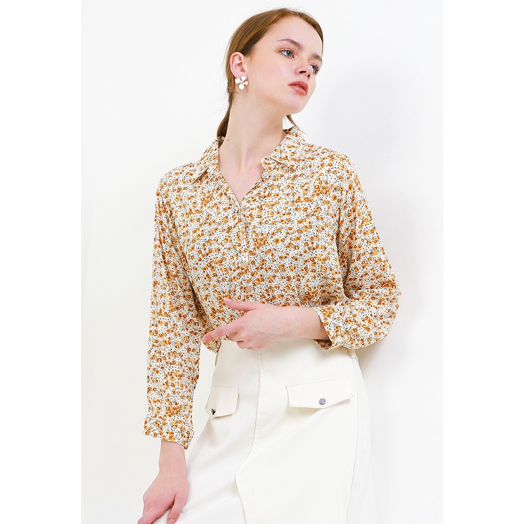 Blouse Wanita REMIX JEANS Original Kombinasi Cewek Feminin Katun Motif Bunga Ladies C351J05 Perempua