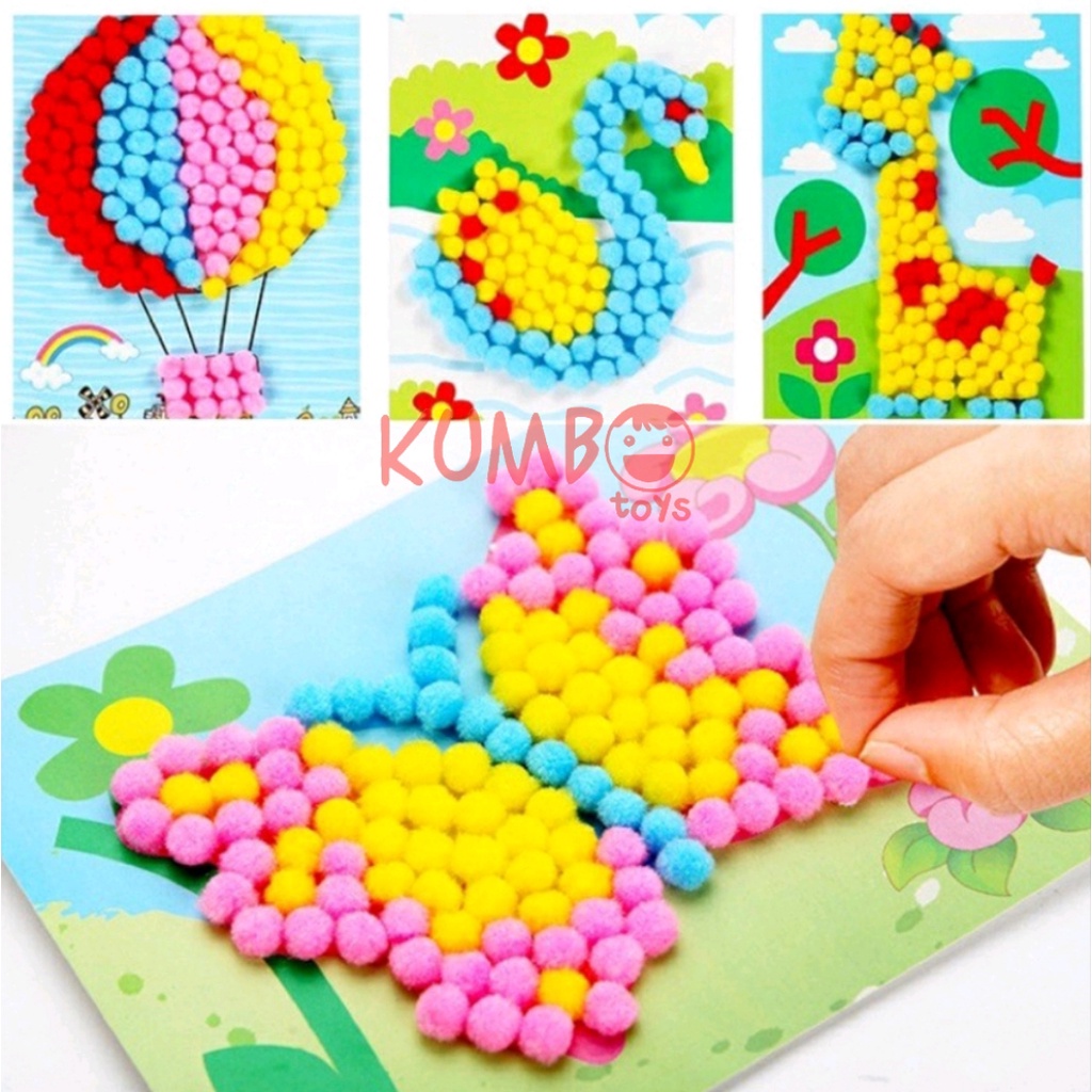 Mainan Edukasi Anak DIY Menempel Pom Pom Prakarya Kerajinan Tangan