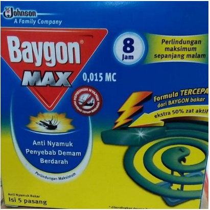 Baygon Max Obat Nyamuk Bakar 8 jam 5 pasang