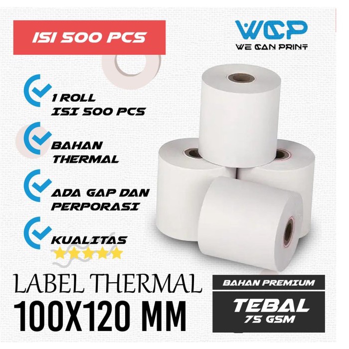 

Terlaris Label Sticker Thermal 100X120 Kertas Sticker Printer Thermal 500 Pcs