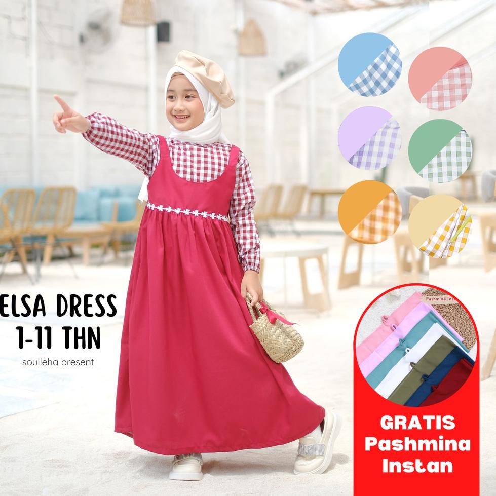 BEST PRODUCT (GRATIS Pashmina Instant) Gamis Anak Perempuan Premium Elsa Dress by Soulleha.kids