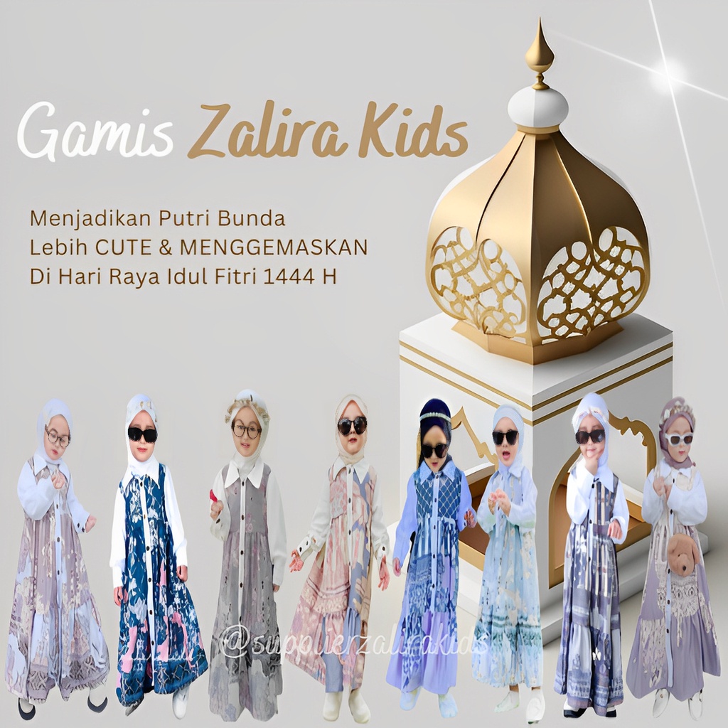 Gamis Lebaran TERBARU Pakaian Muslim Anak Perempuan Zalira Kids 2023