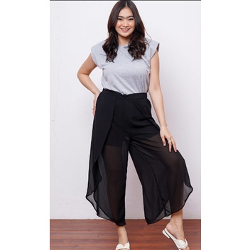 Flowy Escarpat Pants See Through Bawahan Casual Wanita Long Pants Karet Stretch