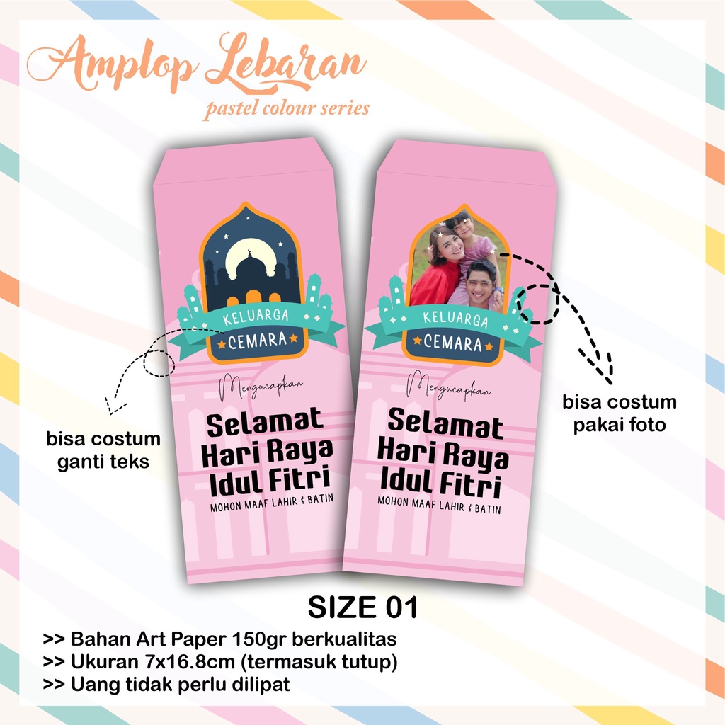 Custom Foto &amp; Nama - AMPLOP LEBARAN / AMPLOP THR / MONEY ENVELOPE