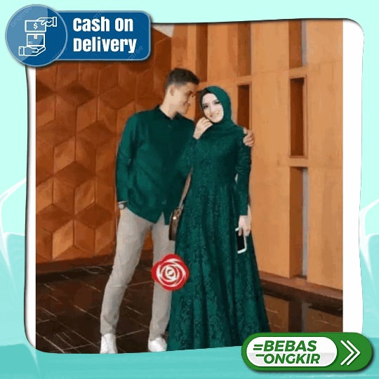 Sarimbit Keluarga 2023 Lebaran Marina Raya Series Warna Cream Baju Couple Muslim Pasangan Suami Istr
