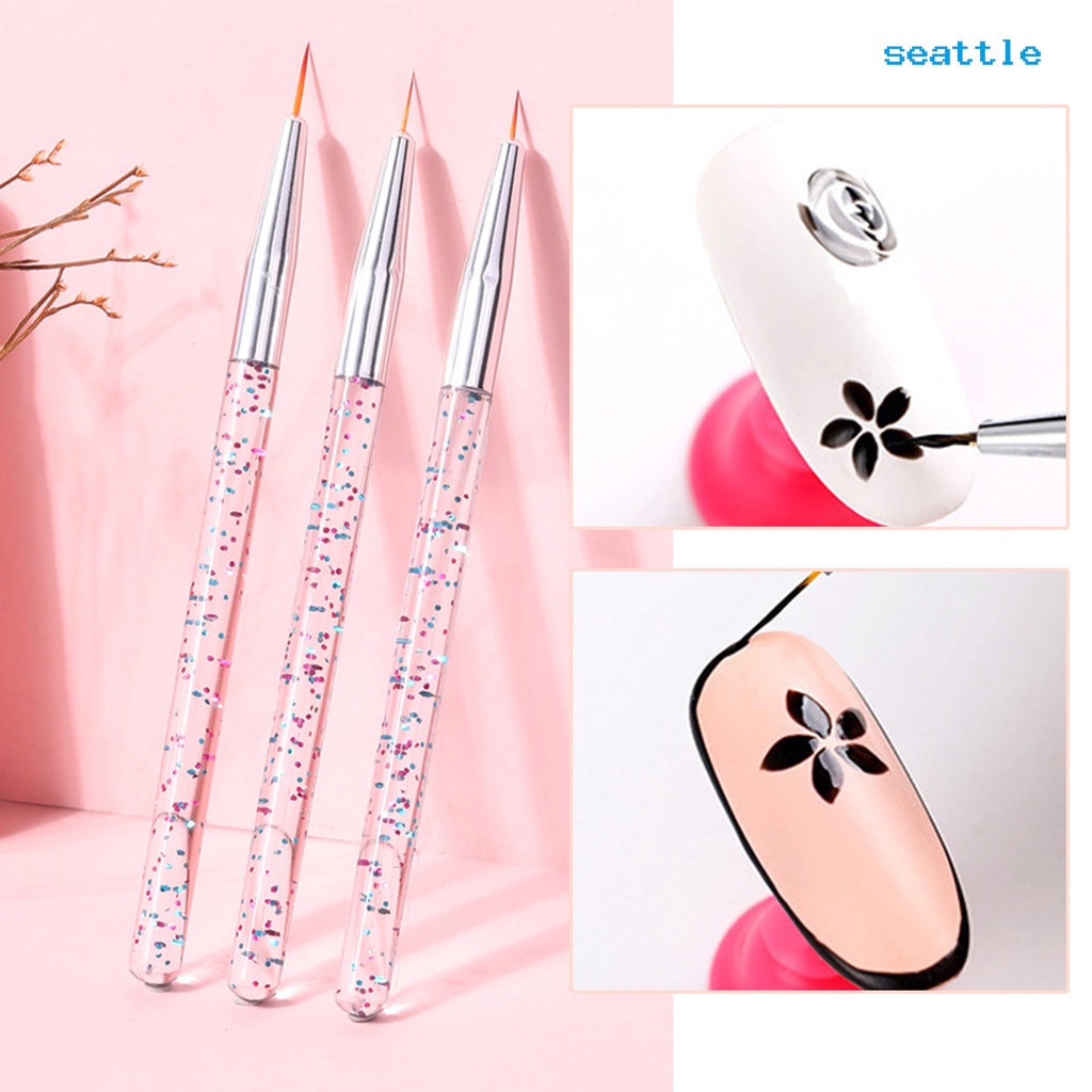 Kuas Set 3 Pcs untuk Melukis Kuku DIY Sangat Tipis Untuk Nail Art