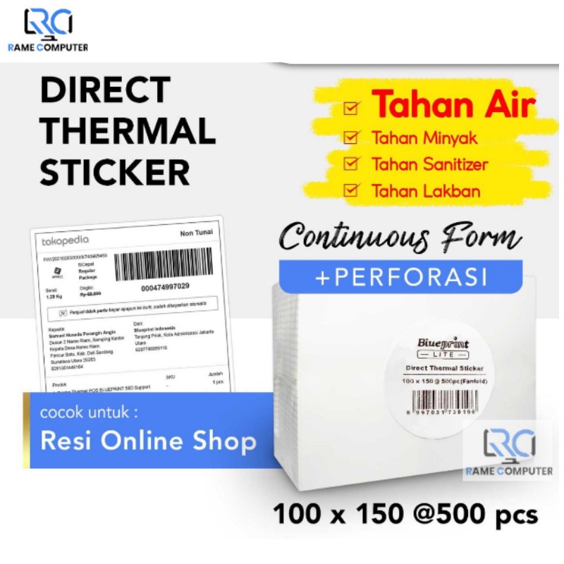 

Blueprint Direct thermal sticker (continues form) 100x150 Isi 500 label resi online shop