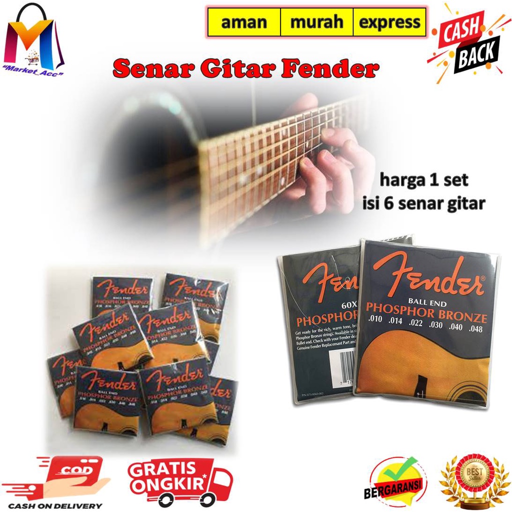 Senar Gitar Fender Bronze 010 Gitar Akustik 1 Set 6 Senar