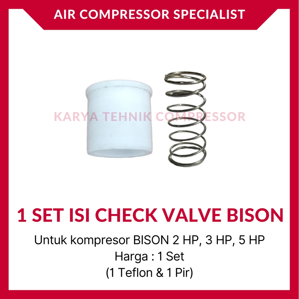 1 SET Teflon Pir Isi Check Valve Kompresor Udara BISON 2 HP 3 HP 5 HP