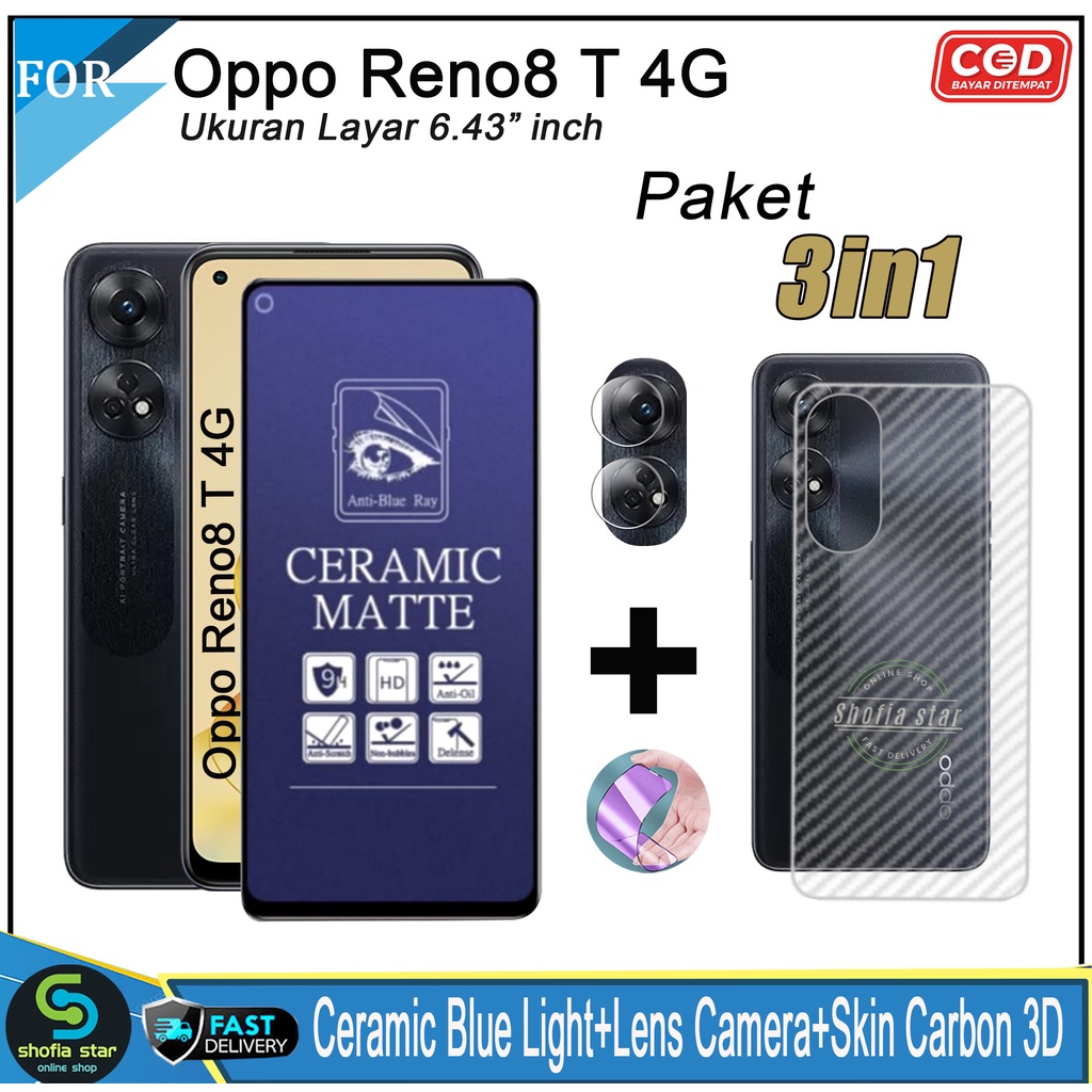 Promo 3in1 Tempered Glass Privacy Oppo Reno 8T 4G Anti Gores Anti Spy Full Layar