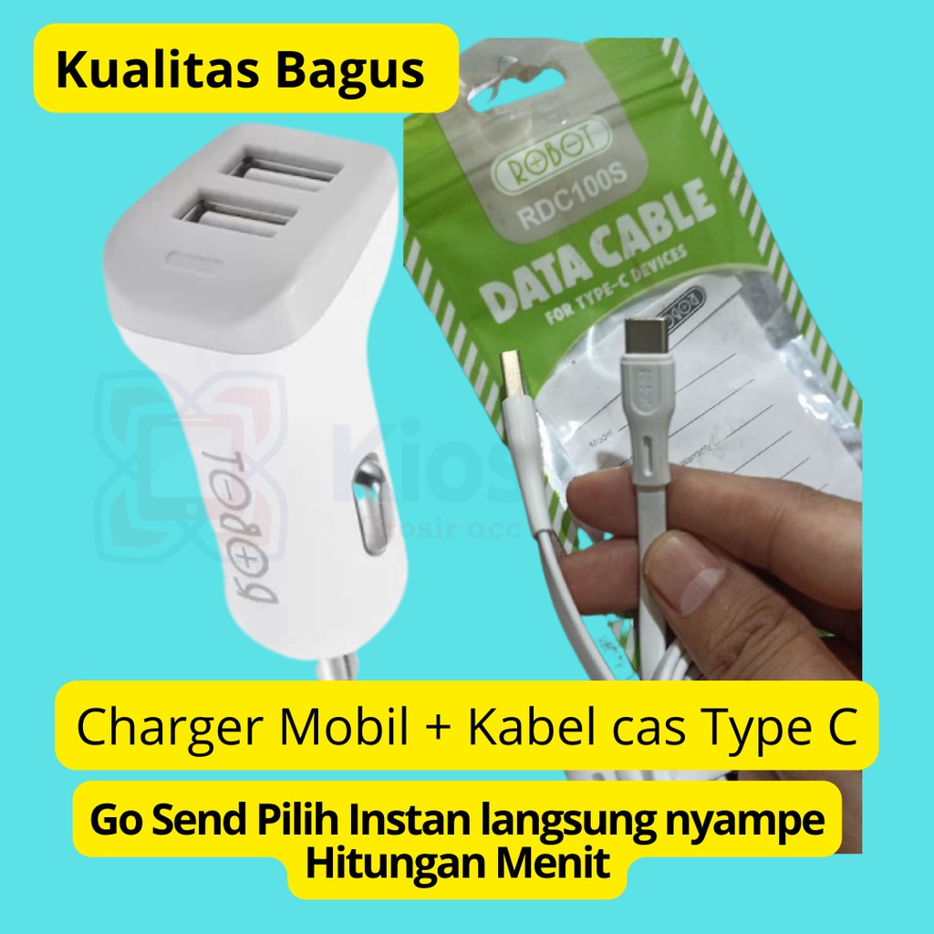 Casan Hp Untuk Dimobil CAR CHARGER ROBOT RT-C06 C06 C05 DUAL OUTPUT USB PORTS 2.4A ORIGINAl