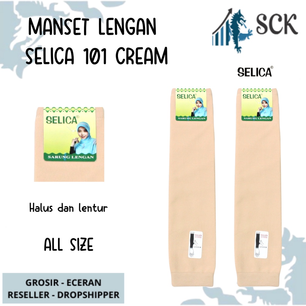 Deker SELICA 101 CREAM Spandex / Manset SELICA Tangan Panjang Bahan NYLON / Sarung Tangan Muslim Grosir