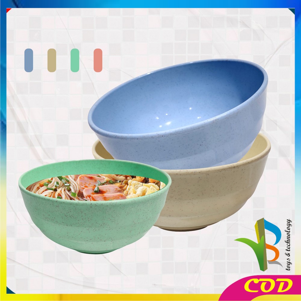 RB-C810 Mangkok Set 4PCS 19CM Wheat Straw Bowl Mangkuk Jerami Gandum Ringan untuk Nasi / Sup Mie / Sereal / Alat Makan Plastik Warna-Warni