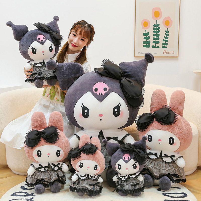 MAINAN BONEKA KUROMI MELODY GAUN HITAM DRESS LUCU PLUSH ELEGANT