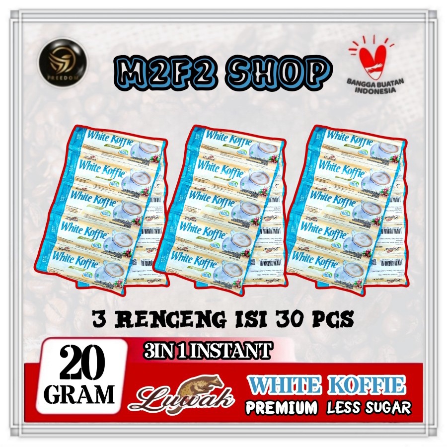 

Kopi Luwak White Koffie Premium Less Sugar Sachet - 20 gr (Kemasan 3 Renceng)