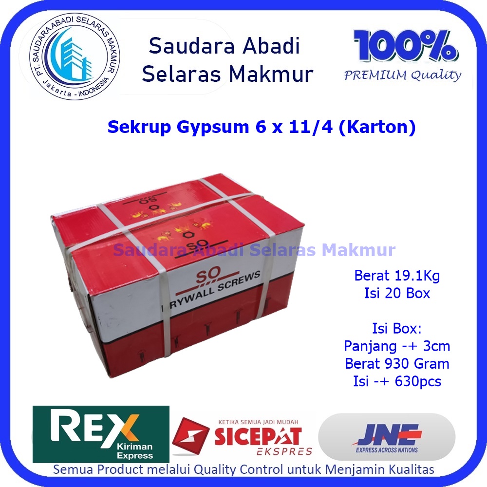 Sekrup Gypsum / Skrup Gypsum 6x11/4 SO (1 Karton)