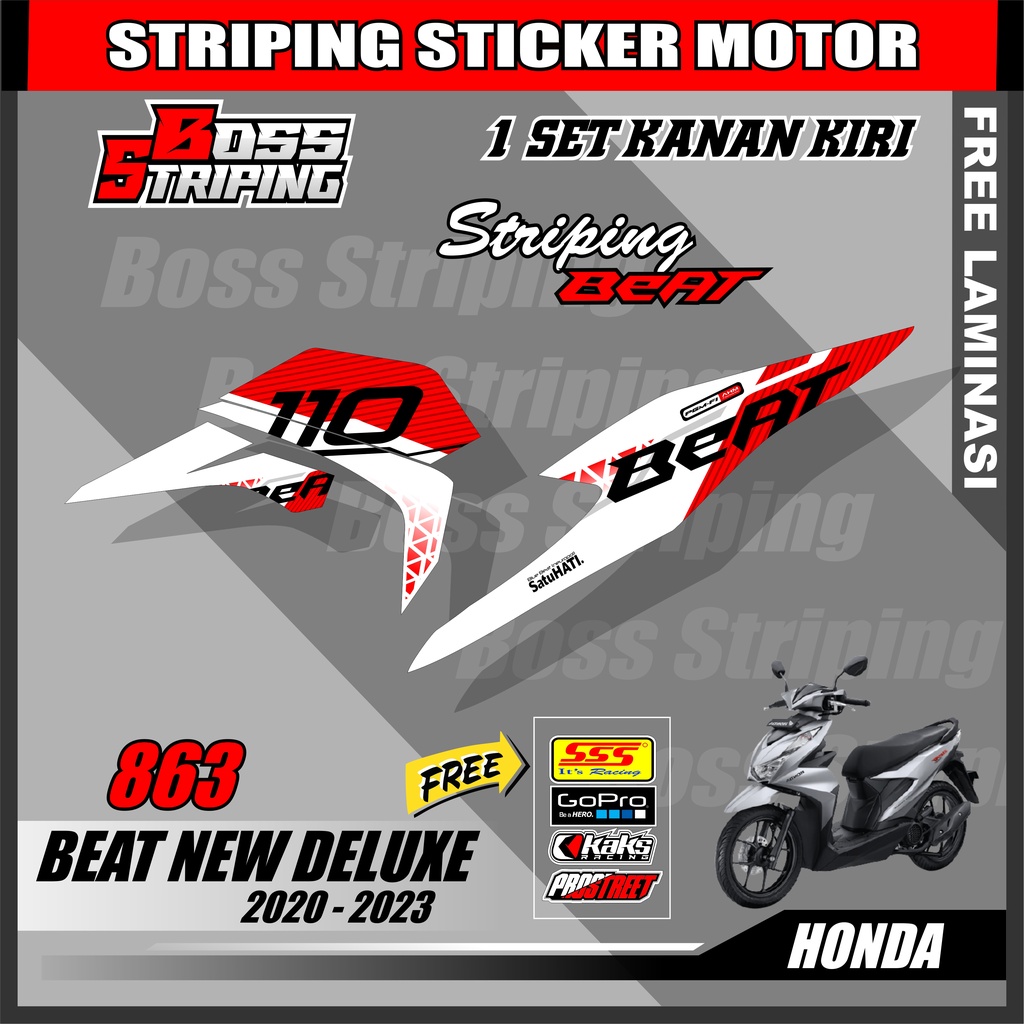 Striping Sticker Motor Honda Beat Deluxe Beat New Esp Street 2020 2021 2022 2023 - Setiker Stiker List Variasi Semi Full Body Awet dan Lentur