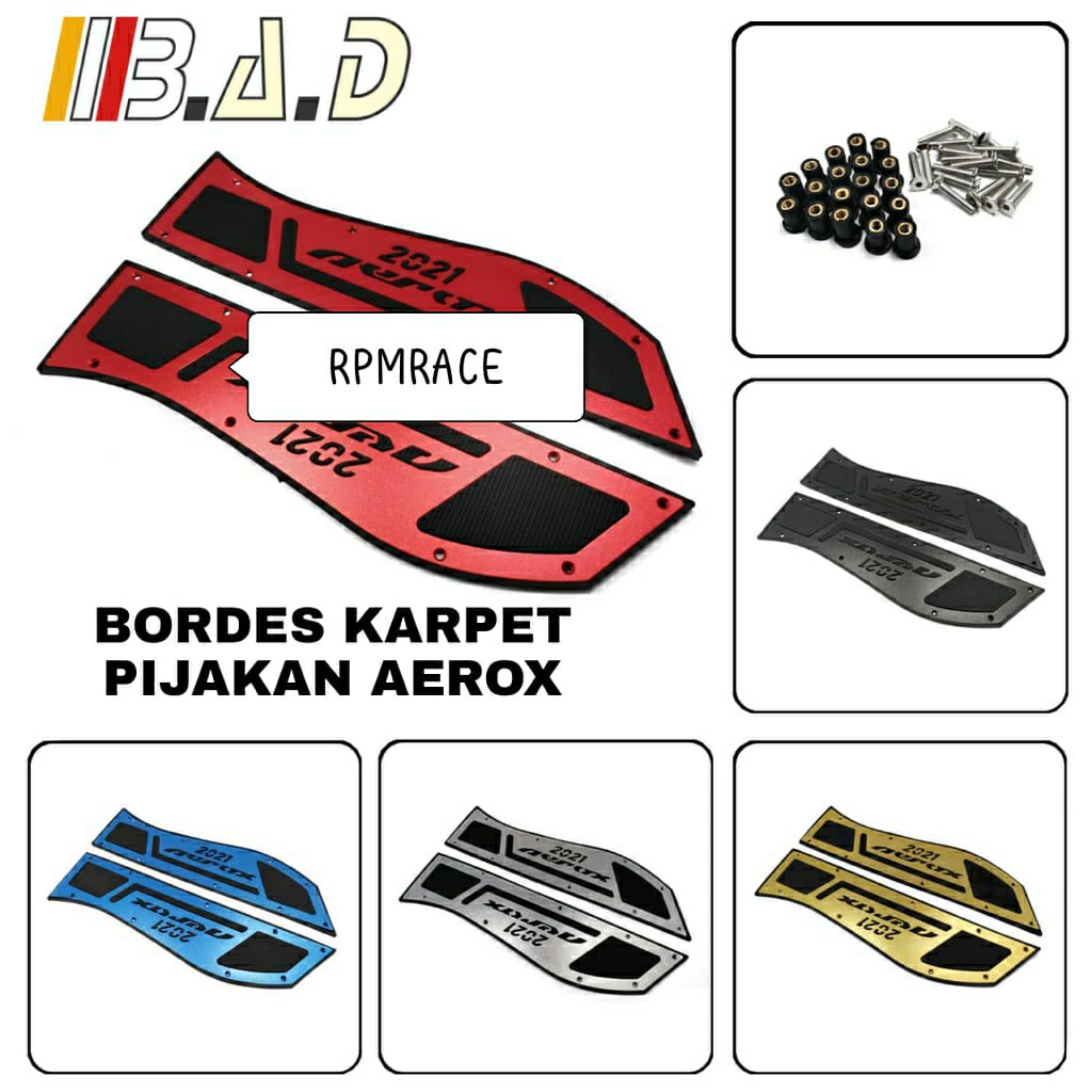 Bordes Karpet Pijakan Aerox 155 Connected 2021 Full Aluminium BAD