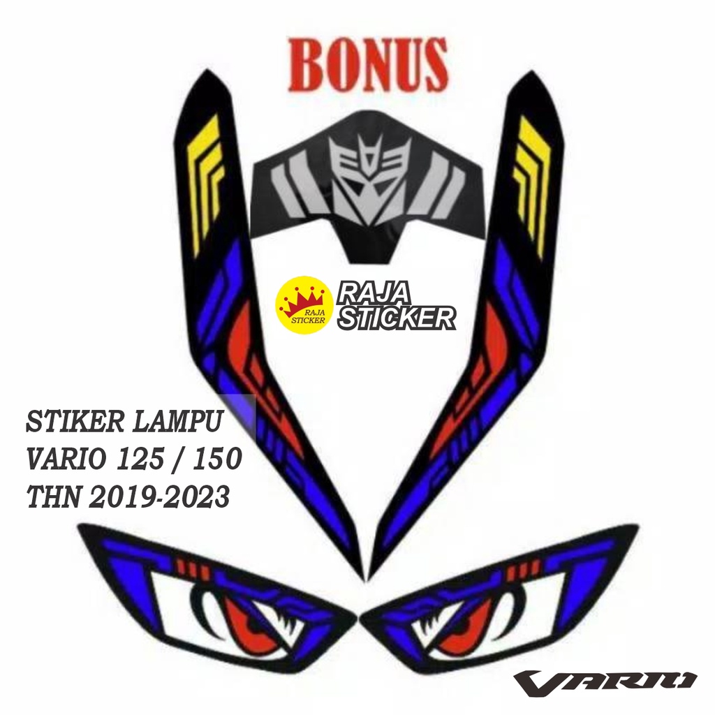 SATU PAKET (MATA + ALIS + STOPLAMP) STIKER LAMPU DEPAN NEW VARIO 2018/2019