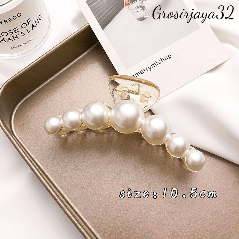 Jepit Rambut DELISA Salon Mutiara 10.5cm Impor Jedai Mutiara Korea Jumbo Korean Pearl Hair Claw Clips