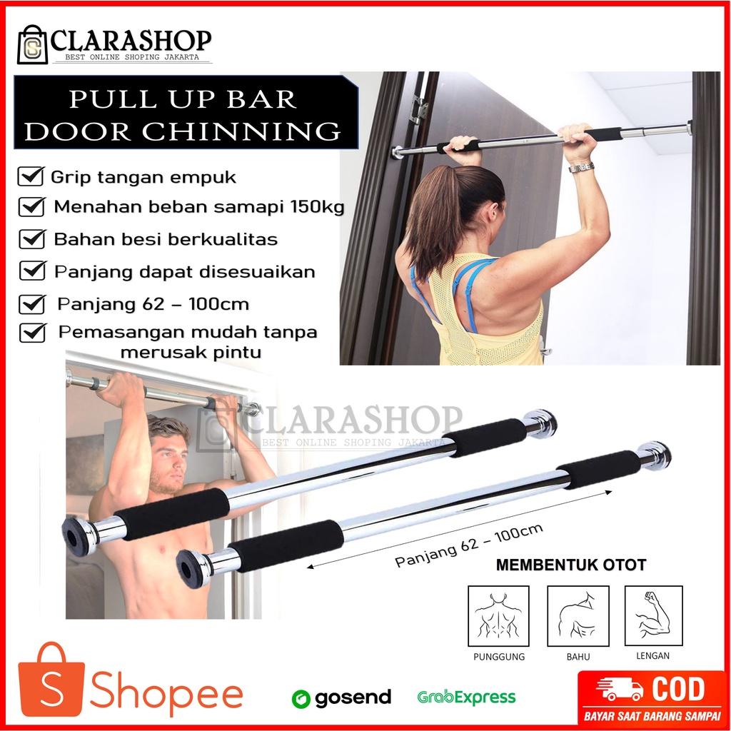 Alat Olahraga PULL UP BAR DOOR CHINNING GYMBAR Alat Fitnes - Gym Otot Lengan