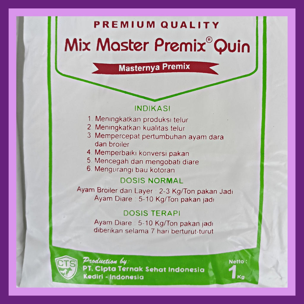 MIX MASTER QUIN 1 KG | Premix Lengkap (Olaquindox) Pemacu Pertumbuhan &amp; Penambah Berat Badan Hewan | Seperti Vitanox