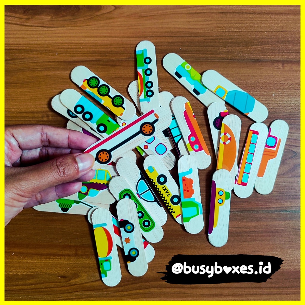 Busyboxes.id Mainan edukasi anak Puzzle  popsicles lucu 2 keping seri transportasi