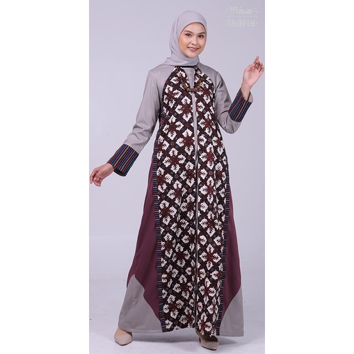 Yuwana Gamis Batik Shafiy Original Modern Etnik Jumbo Kombinasi Polos Tenun Terbaru Dress Wanita Muslimah Dewasa Kekinian Cantik Kondangan Muslim  Syari