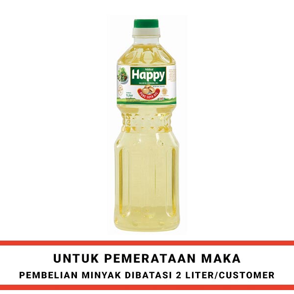 

HAPPY SALAD COOKING OIL BOTOL 1 LITER - MINYAK GORENG