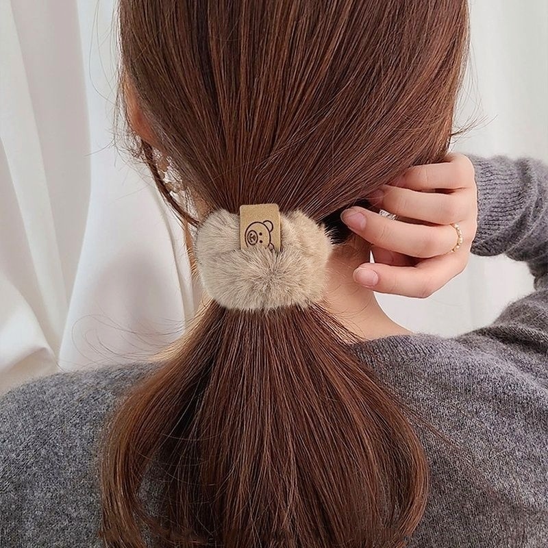 𝐂𝐢𝐭𝐚𝐝𝐞𝐚𝐥 - Ikat Rambut Scrunchie Bulu, Aksesoris Wanita Korea