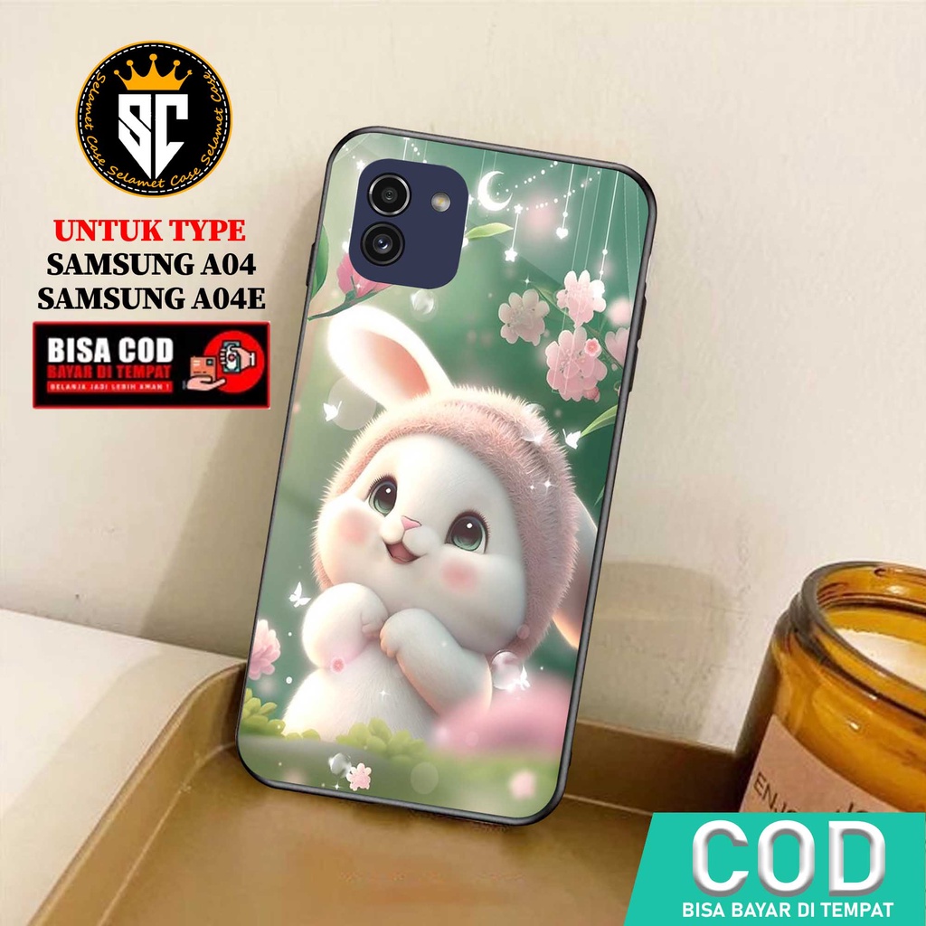Case Samsung A04 A04E Casing Samsung A04 A04E Selamet Case [Rabbit] Softcase Glass - Hardcase Glossy