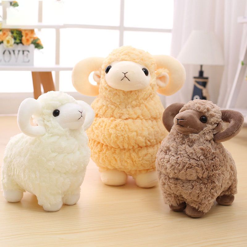 Boneka Kambing Domba Bertanduk Baby Sheep Plush Doll Mainan Mewah Kado Ulang Tahun Anak Ukuran 30cm