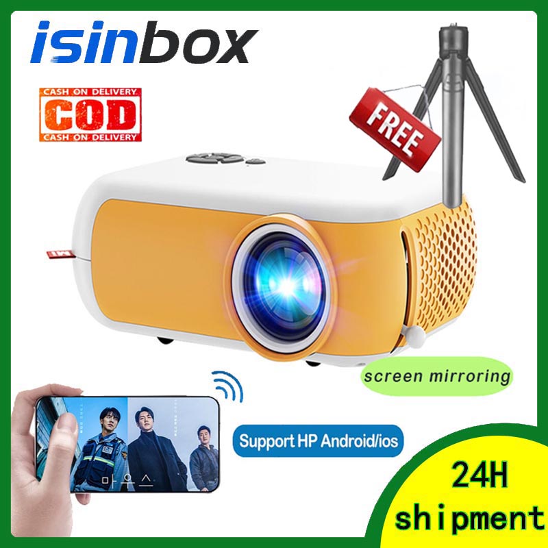 [COD+Tripod Gratis] A10 Mini Proyektor Wifi Mirroring LED Portabel 1080P HD 1800 Lumens Home Theater Bisa Connect Ponsel Tanpa Kabel Garansi 3 bulan