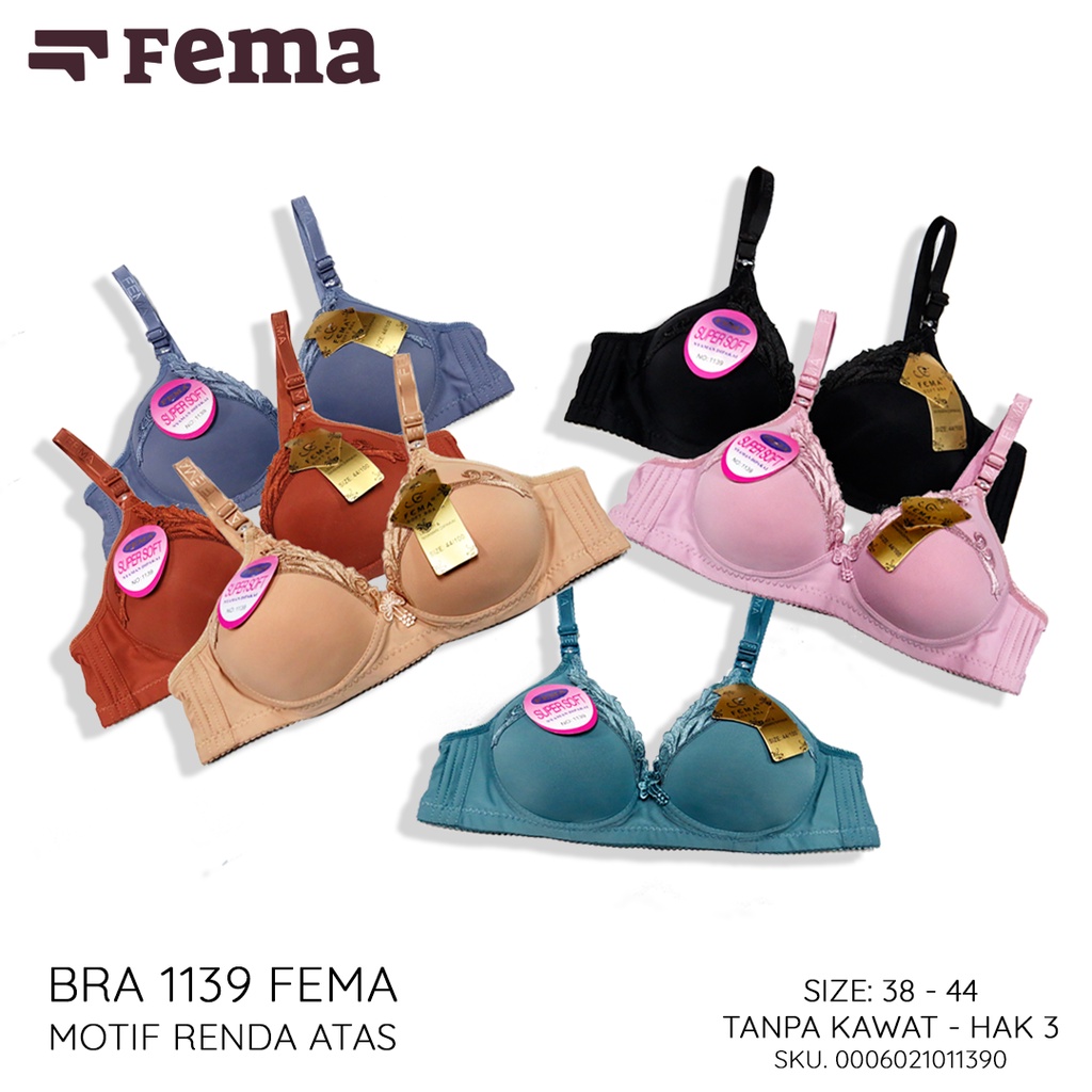 FEMA Official Shop Ecer 1 pcs Bh Bra 1139 Polos Renda Atas