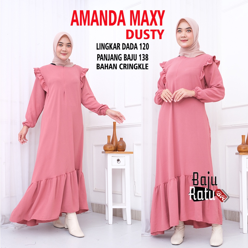 AMANDA MAXY DRESS JUMBO GAMIS CRINKLE KEKINIAN AESTHETIC TERBARU GBM