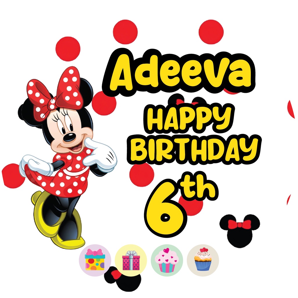 label stiker MINNIE DOT BULAT Ulang Tahun Anak - sticker birthday party stiker hampers sticker hamper stiker bingkisan ultah