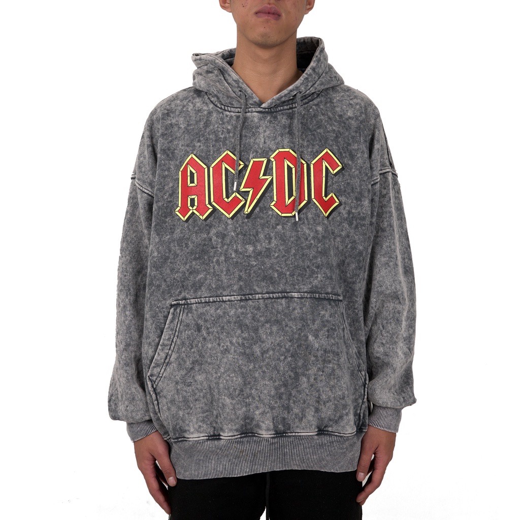 Jaket hoodie washing / Jaket sandwosh pria wanita / Hoodie metal ACDC / Sweater Hoodie Sandwash Terbaru Pria Motif Tulisan Metal | Jaket Hoodie Sandwash Abu Pria Wanita