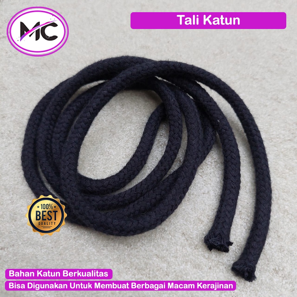 Tali Katun 3mm 5mm 6mm 8mm Hitam Tas Selempang Sepatu Dekorasi Gantungan DIY Aksesoris Kerajinan