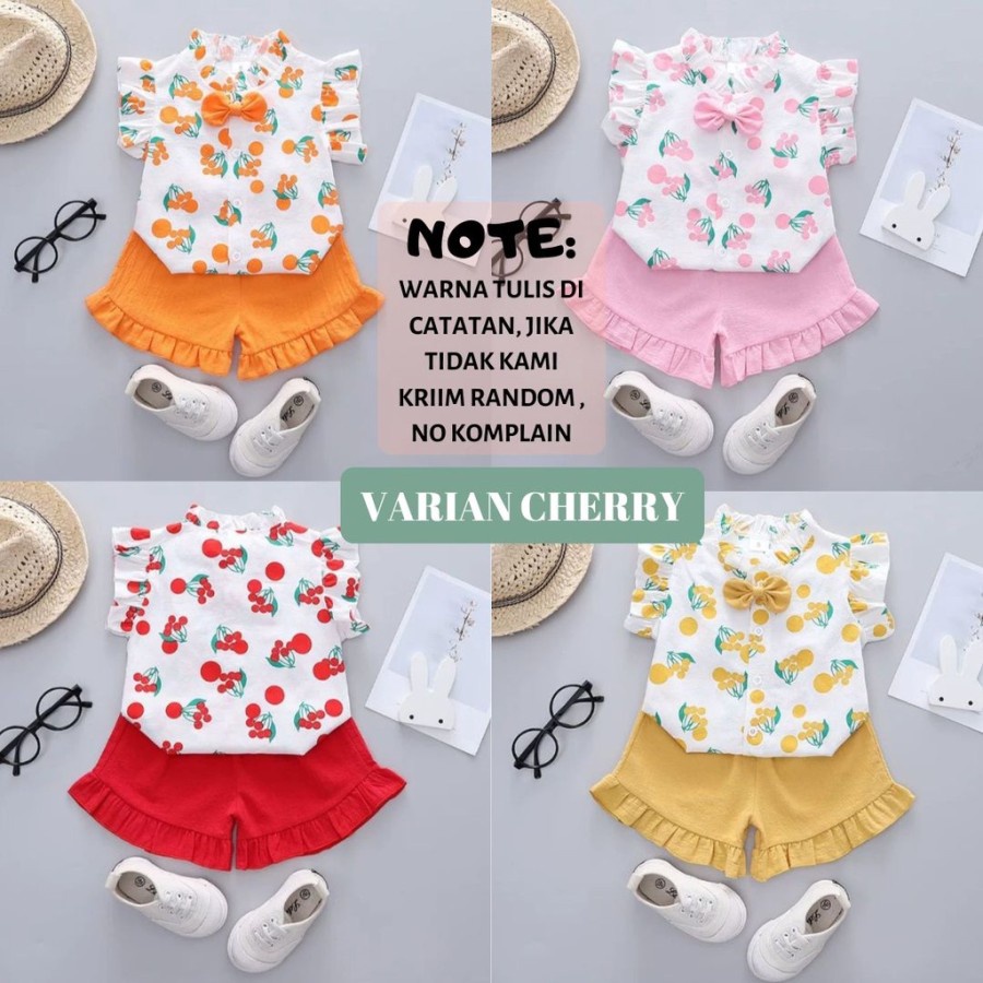 Baju Anak Perempuan Motif Cherry Motif Star Setelan Fashion Wanita Pakaian Anak Perempuan