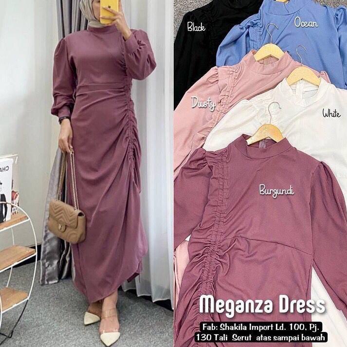 Ready Stok Dress Wanita Terbaru Matt Shakila Import / Baju Dress Wanita Tali Serut Kekinian / Meganz