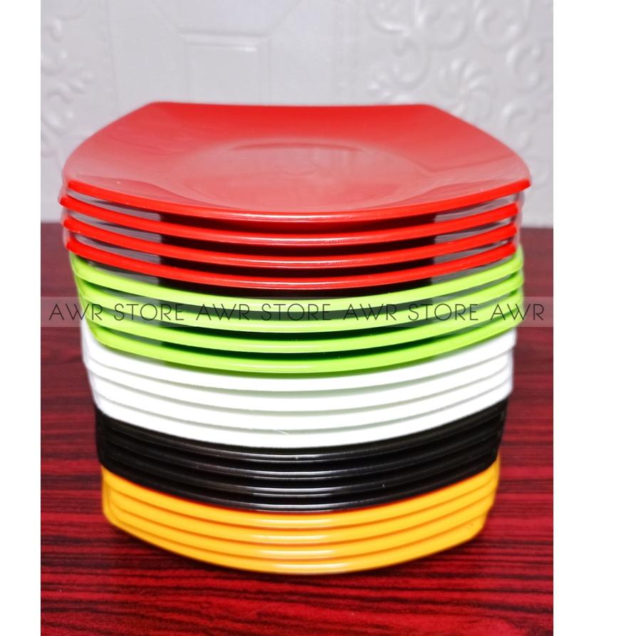 ➤ PROMO 1 LUSIN PIRING KOTAK DATAR SEMI MELAMIN 15CM ❅