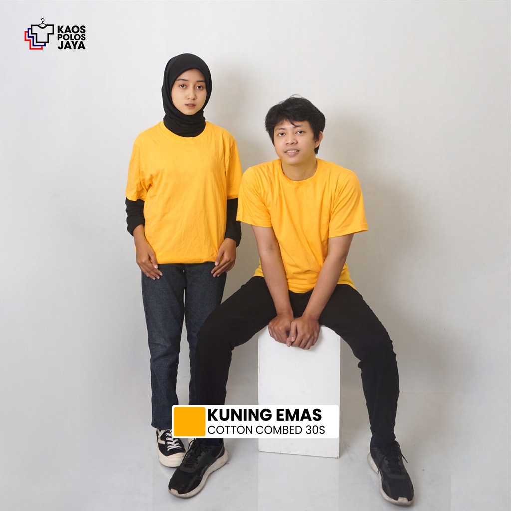 Kaos polos kuning emas unisex / Kaos Polos cotton combed 100% 30s / Pakaian Pria / Kaos polos premium