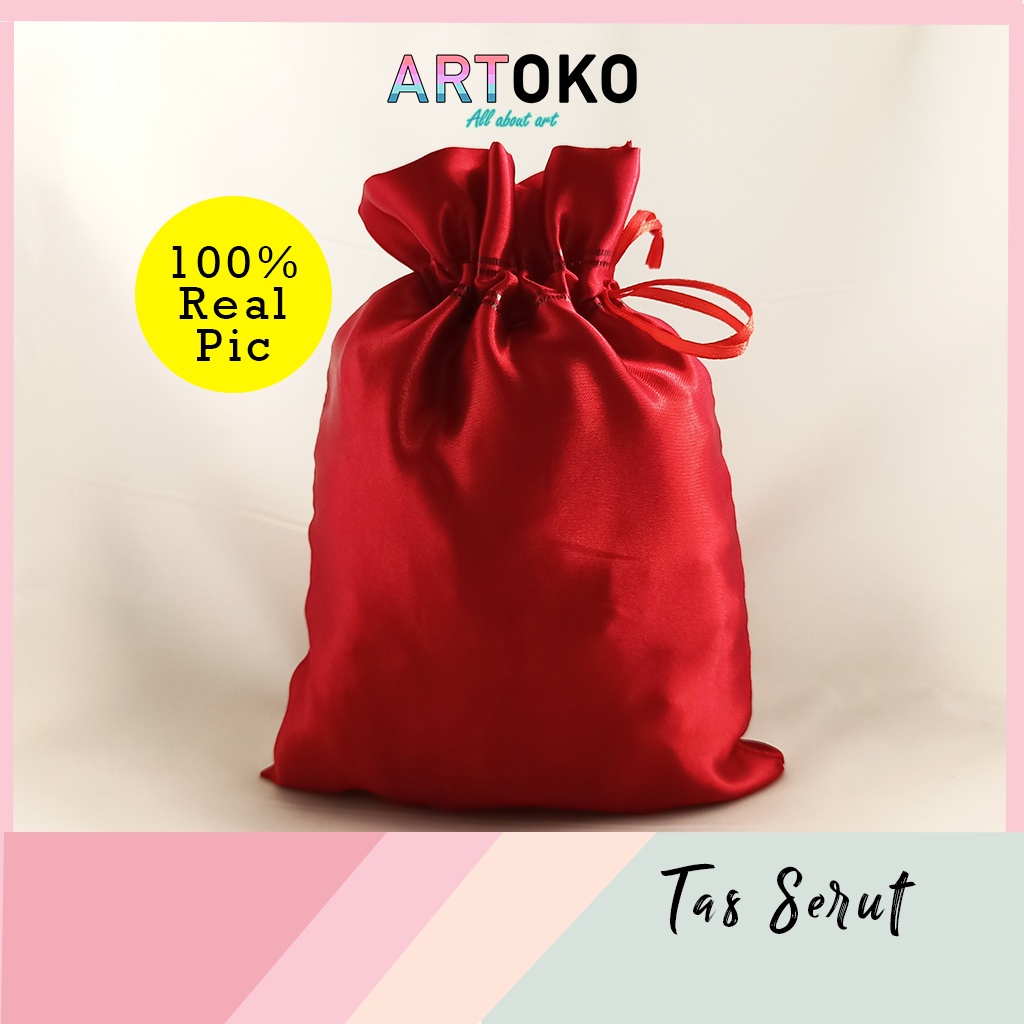 

Tas serut Satin kantong kantung bag pouch kado souvenir aksesoris XXL = 50x45cm