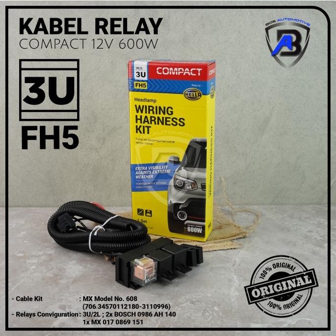KABEL RELAY SET HELLA LAMPU DEPAN HEADLAMP H4 MOBIL 3 RELAY ORIGINAL