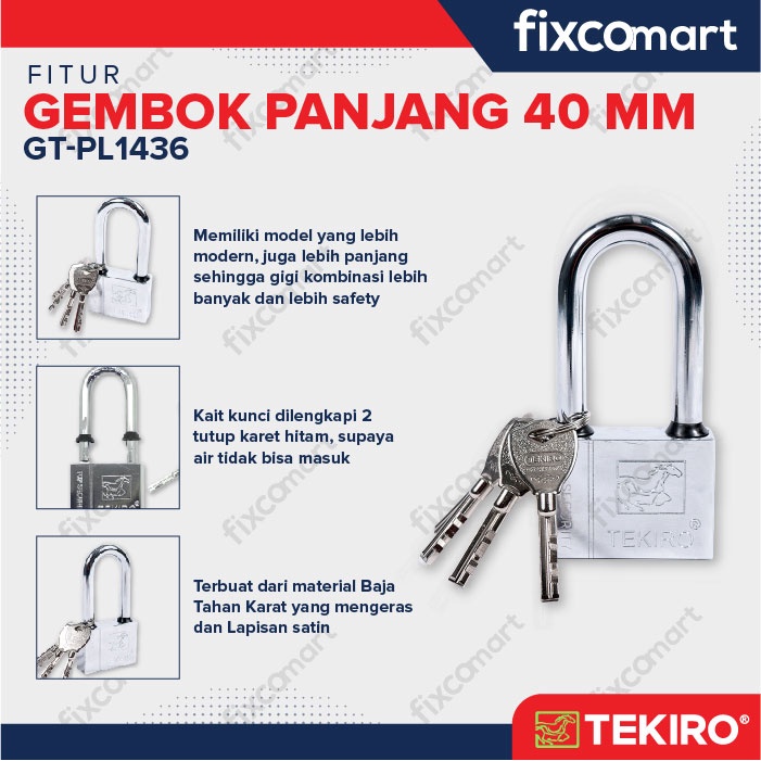 Tekiro Gembok Leher Panjang 40 Mm / Tekiro Padlock Long