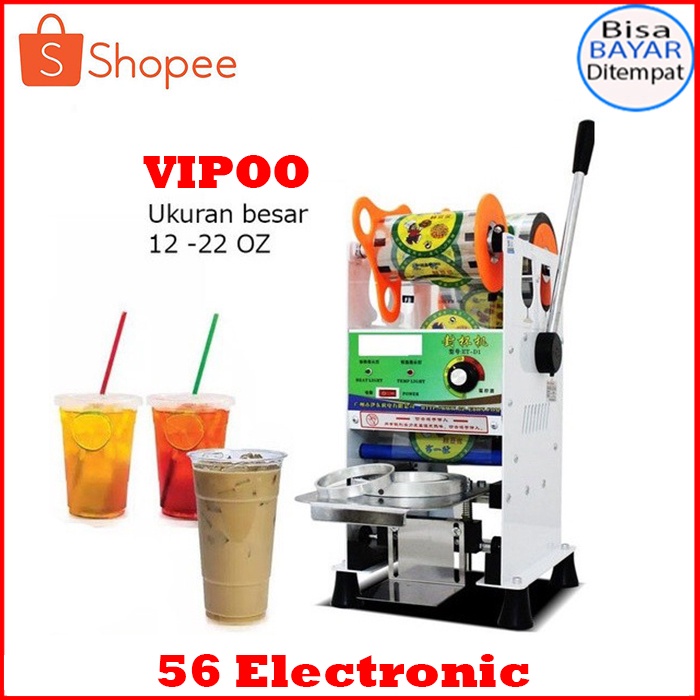 Mesin Cup Sealer Vipoo V-D9 Mesin Pres Gelas Plastik Ukuran 12-22 oz Sealing Machine Mesin Penyegel 